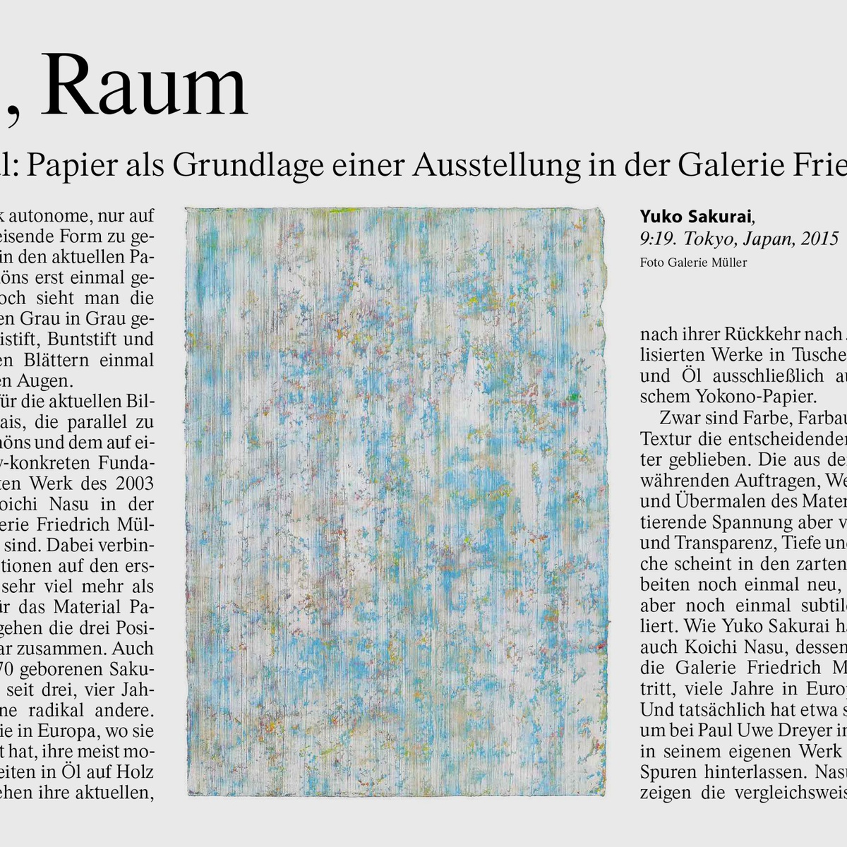 Artikel in der F.A.Z. Rhein-Main-Zeitung: Schatten, Fuge, Raum