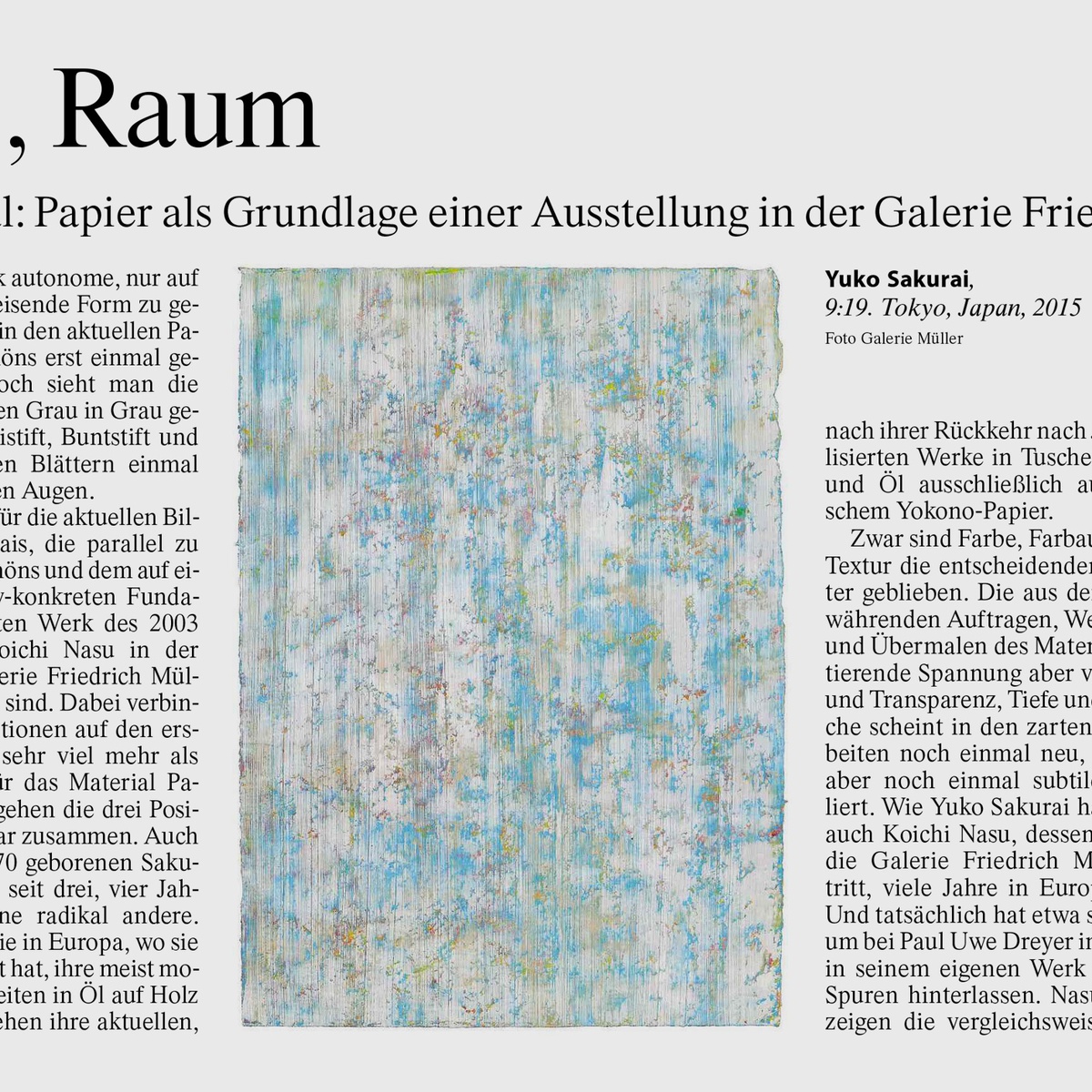 Article in the German Newspaper F.A.Z. about the group exhibition at Gallery Friedrich Müller